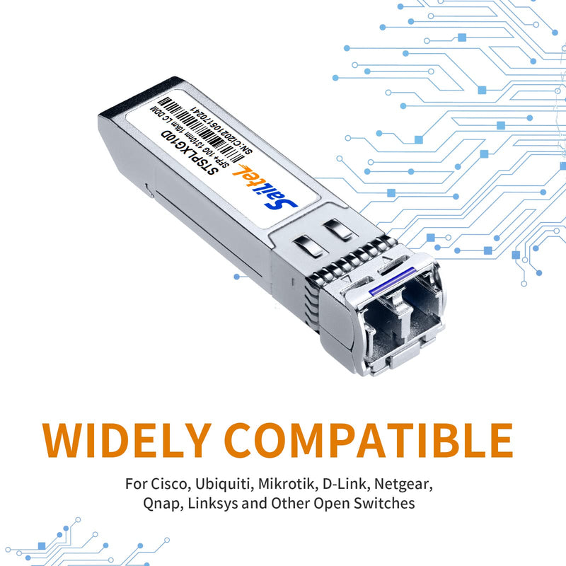 10G Gigabit Single Mode SFP+ LC Module,10G 1310nm SMF, up to 10 km, DDM,10GBase-LR Fiber Transceiver, Compatible with Cisco, Ubiquiti, Mikrotik,Netgear, Dlink,Linksys and More (4 Pack)