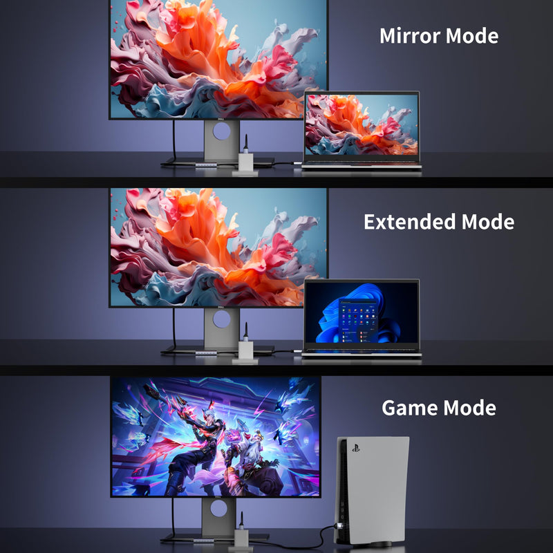 8K@30Hz HDMI to DisplayPort Cable 4K@144Hz, for PS5 Xbox Discrete GPU | Active HDMI 2.1 to DP 1.4, USB Power for Stable Signal, Aluminum Shell with Vents, for Laptop Discrete GPUs Xbox PS5