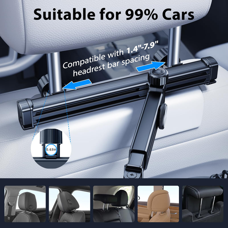 Rechargeable Fan for Car Backseat Kids with Retractable Long Arm | 360° Rotatable 3 Speeds Separate Control Car Seat Fan for Dogs Kids for Vehicles SUV RV, With Car Charger & USB C Cable Yellow - Battery