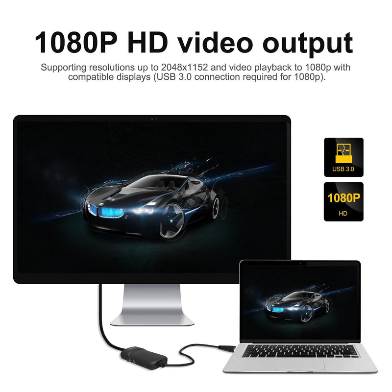 Wavlink USB 3.0 to HDMI Universal Video Graphics Adapter with Audio Port Displaylink Chip Supports up to 6 Monitor displays, 2048x1152 External Video Card Adapter Support Windows & Chrome OS USB to HDMI