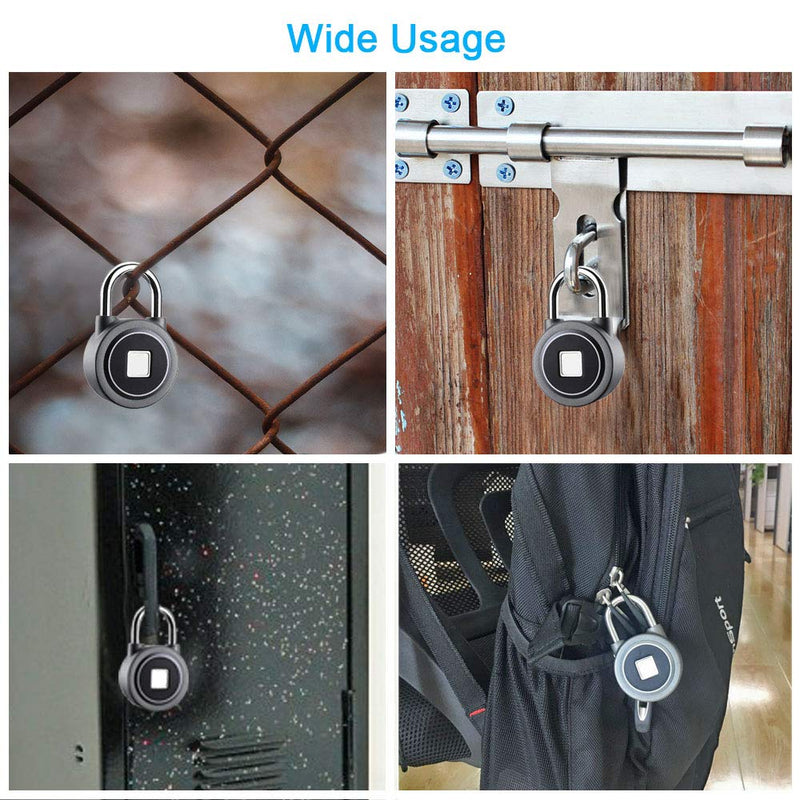 Fingerprint Padlock, Bluetooth Lock, Mobile APP, MEGAFEIS Smart Padlock with Keyless Biometric, Water Resistant, Suitable for Gym, Sports, Bike, School, Locker and Storage(Grey) Gray