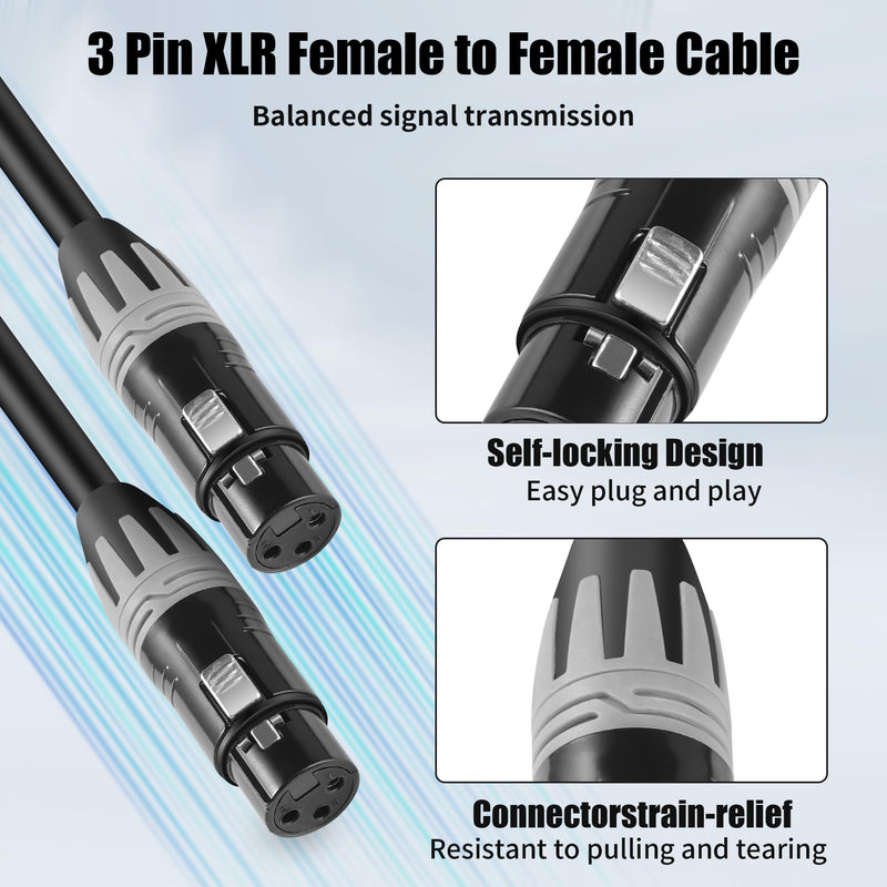 XLR Cables 5 Ft, 3-Pin XLR Female to Female Microphone Cables, Pro Grade 22 AWG (OFC) Balanced XLR Short Cables- 2 Pack 5 Feet