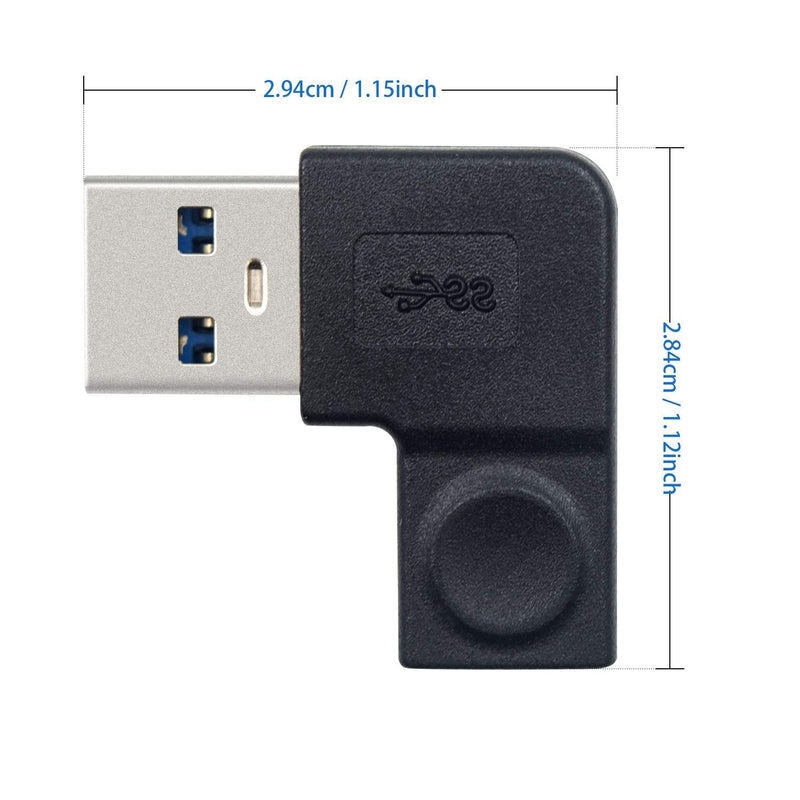 Duttek USB C to USB Adapter, USB C Female to USB Male Adapter, Left Angled 90 Degree USB 3.0 Male to USB C Adapter Compatible with Laptop, PC, Charger, Power Bank, Mini Pro Max, etc 2 Pack