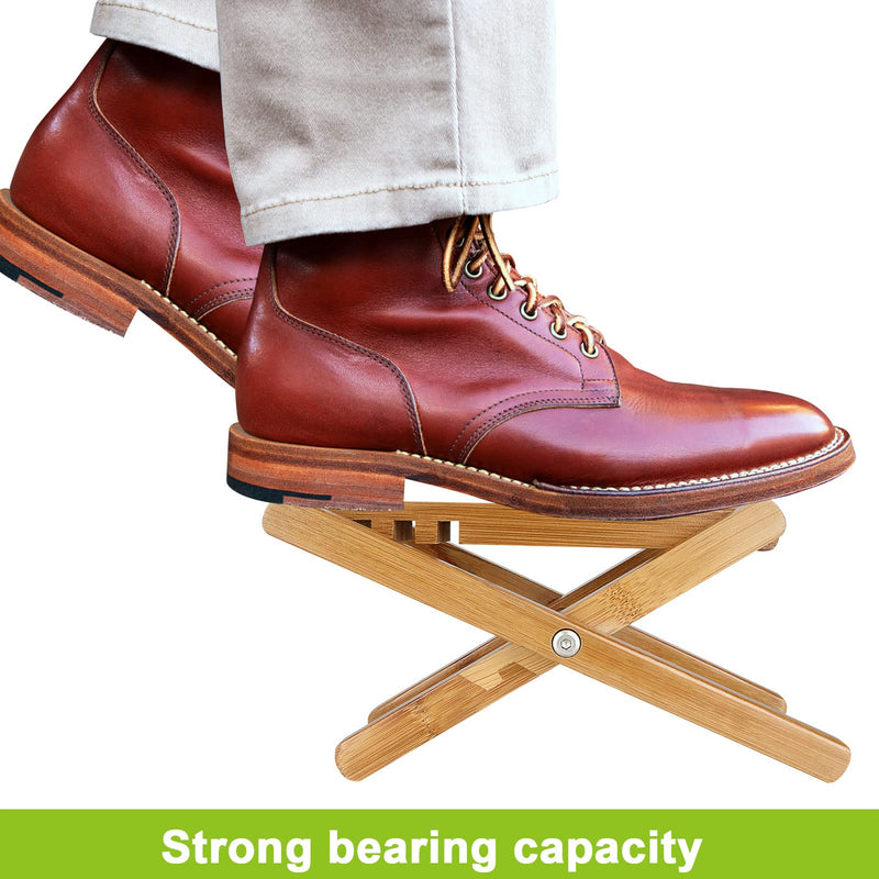 Bamboo Guitar Foot Stool 9.25 Inch 4 Gear Adjustable Non-Slip Foot Rest for Classical Guitar Player
