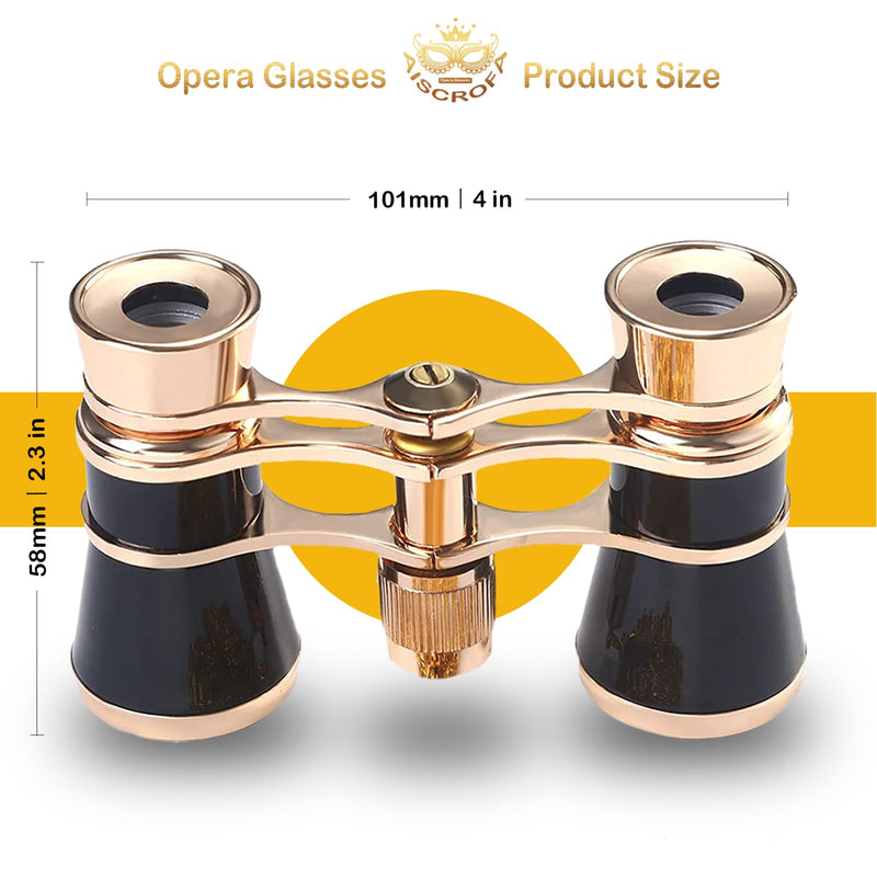 Opera Glasses,3X25 Theater Binoculars with Foldable and Extendable Handle,Mini Binocular Compact Lightweight,Portable Theater Glasses for Adults Kids Women in Musical Concert Black with Handle