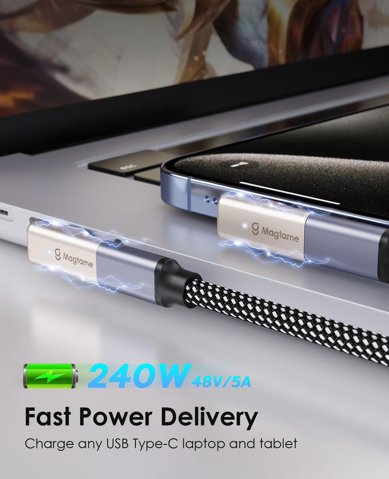 24Pin Magnetic USB C Right Angle Adapter 4Pack: 40Gb/s Data Transfer, 240W PD Fast Charging, 4K Video Support, Compatible with Most USB-C Devices