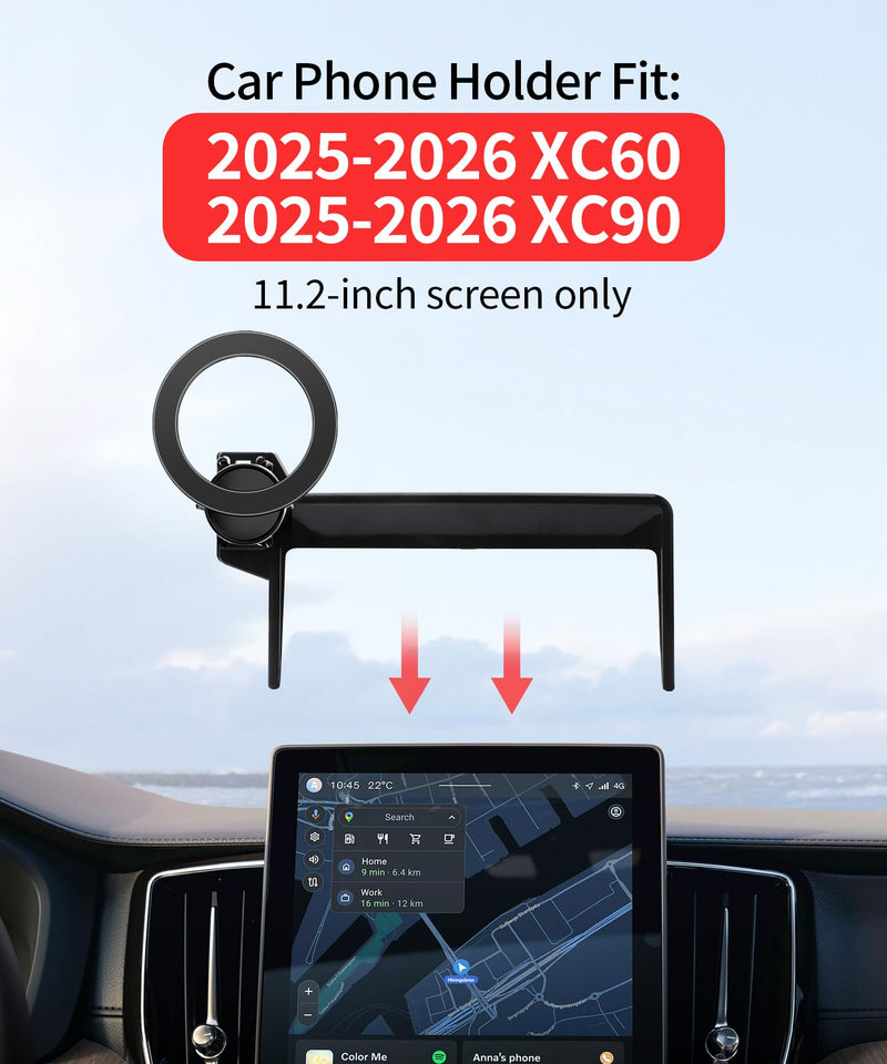 Car Phone Holder for Volvo XC60/XC90 2025 2026 11.2" Screen Magsafe Mount | Magnetic Accessories Cell Phone Mount Clip Compatible with iPhone, 3D fit Stable Dashboard Navigation Bracket Cradle Stand