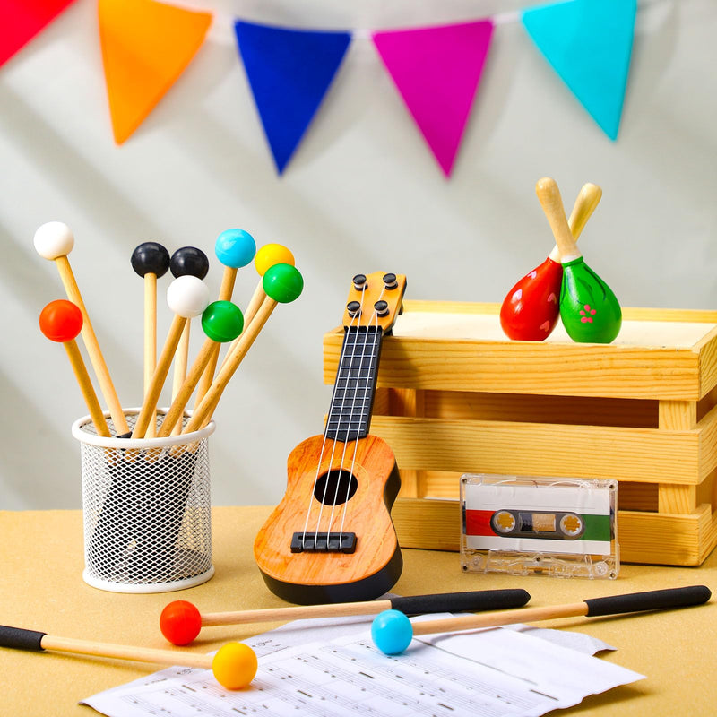 12 Pcs Xylophone Mallets 9.06 Inch Wood Drum Mallets with Rubber Handle Xylophone Sticks for Glockenspiel Marimbas Tongue Drum Xylophones Woodblock