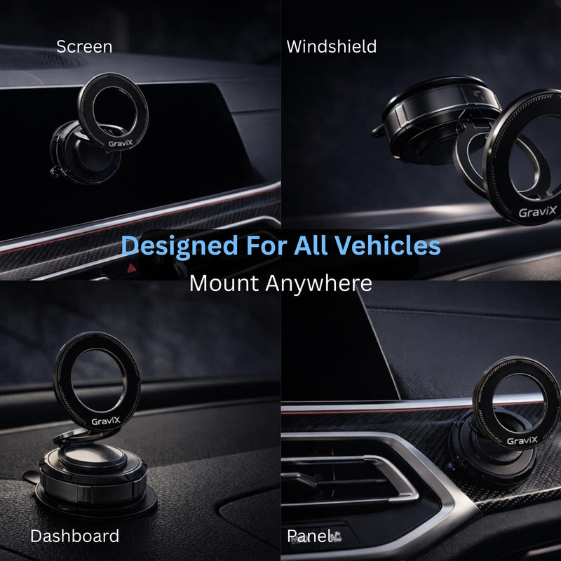 GraviX Magnetic Car Phone Holder for MagSafe, Powerful Magnet, Strong Suction, Anti-Vibration ARM, 360° Adjustable Dashboard & Windshield Car Mount