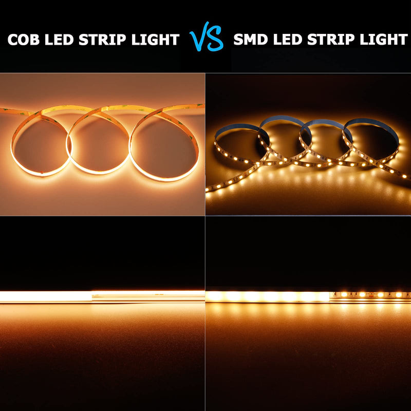 [AUSTRALIA] - 32.8ft(10M) 24V COB LED Strip Light Warm White 3000K 3840LEDs CRI 93+ 6800lm Uniform Glow Dotless IP20 Not Waterproof Flexible LED Tape Lights for DIY Cabinet Bedroom Home Decor(No Power Supply) 10 meters 