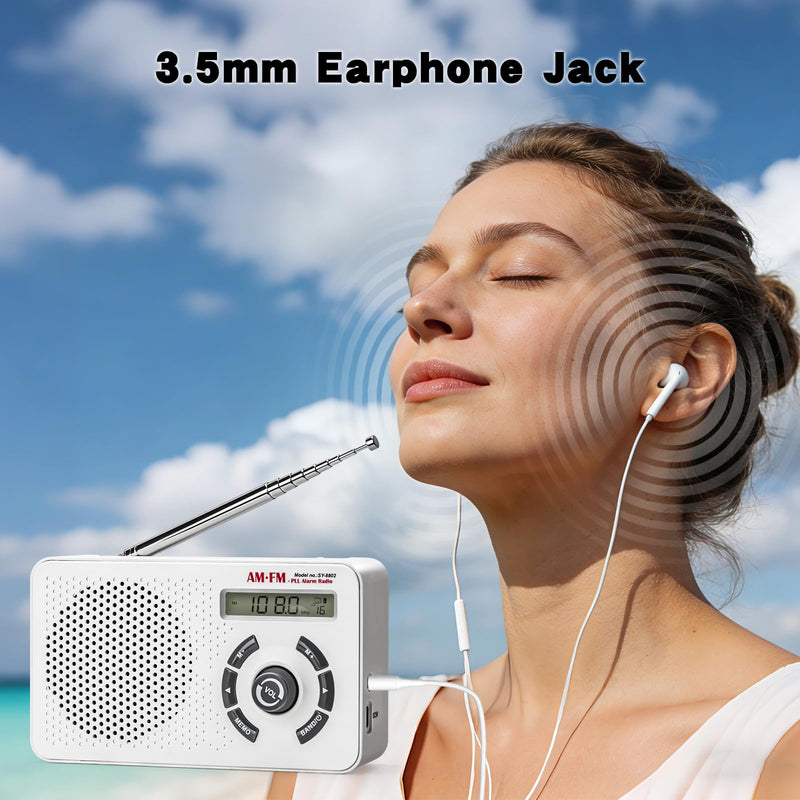 Tendak Portable Radio AM FM SW, Small Radio with Digital Tuning LCD Display, Sleep Timer and Alarm Clock, Battery Powered or Plug in Wall, Transistor Radio for Home Outdoor Seniors