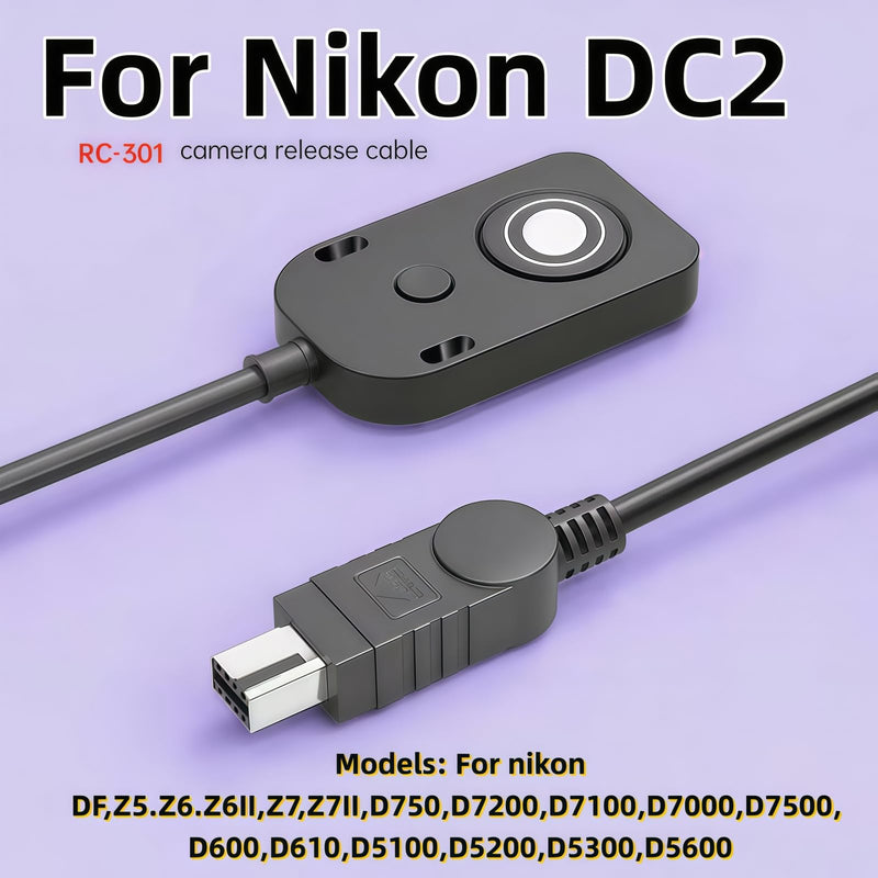 [AUSTRALIA] - RC-301 Camera Release Cable for Nkon Remote Shutter Control Compatible with DF, Z5, Z6, Z7, D750, D7200, D7100, D7000, D7500, D5000 D600, D610, D5100, D5200, D5300, and D5600 Models 