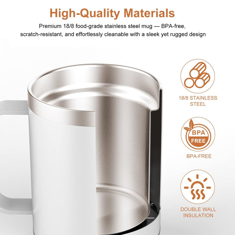 Self Heating Coffee Mug Warmer, 12oz Smart Mug Automatic Shut Off, USB Rechargeable Heated Coffee Mug with Lid for Travel/Office/Home
