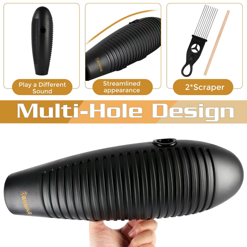 [AUSTRALIA] - Guiro Instrument,3.9x13 Inch Super Guiro,Fish Shaped Latin Percussion Instrument with 2 x Guiro Scraper Musical Training Tool for Beginners and Music Lover Black. 