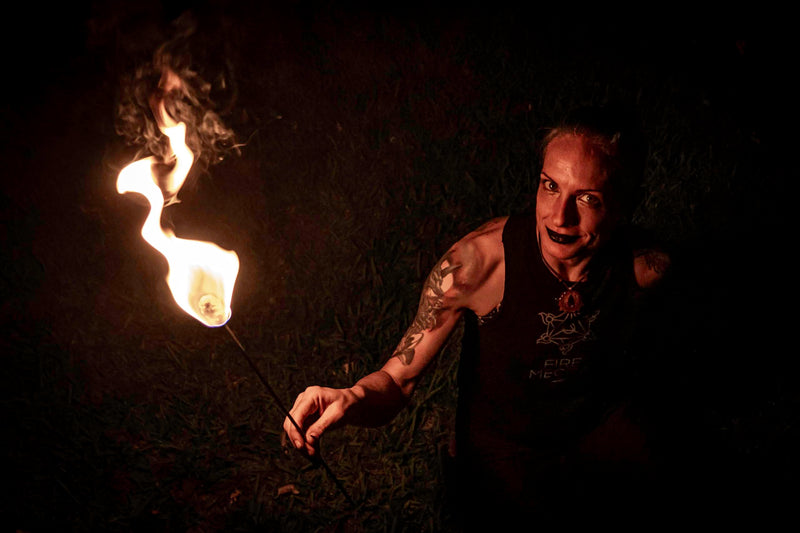 Fire Eating Torch – 2 Inch Woven Kevlar MoonBlaze Head – 17 Inches Long – Sold Individually – Fire Breathing, Spitting, Blower, Circus, Flow, Dance Prop – For Festivals & Performances – By FIRE MECCA Large