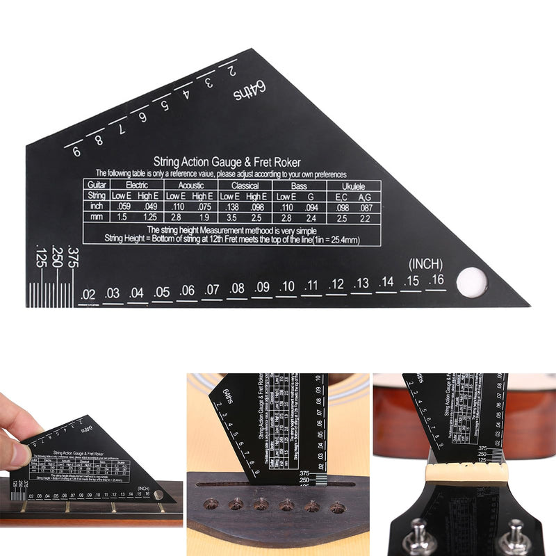 Guitar String Action Gauge String Height Ruler Guitar Fret Rocker Fret Leveling Guide High Precise Guitar Luthier Tool