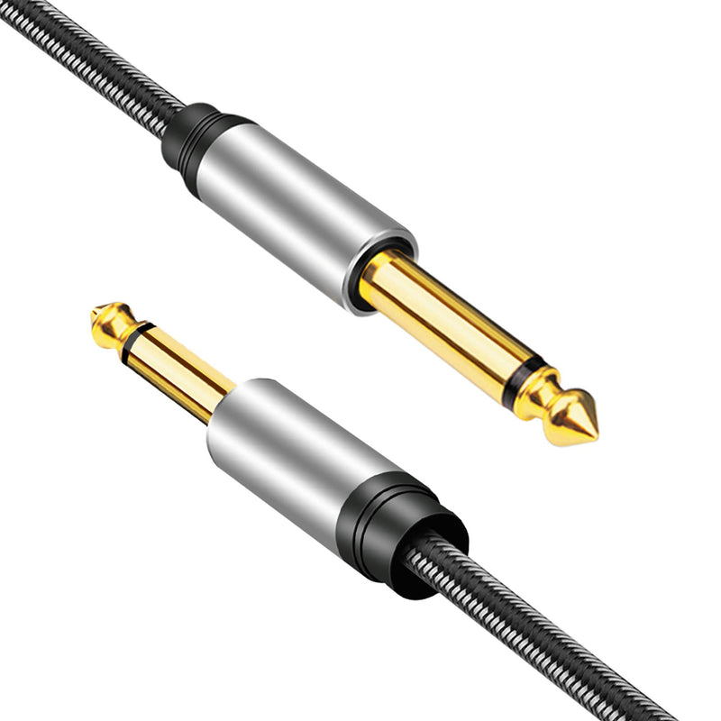 [AUSTRALIA] - 6.35mm Instrument Cable 50Ft,Silver Color Premium 6.35mm Mono Jack 1/4" TS Cable Unbalanced Guitar Patch Cords/Instrument Cable Male to Male with Zinc Alloy Housing and Nylon Braided(50Ft/15M) 50Ft/15M 