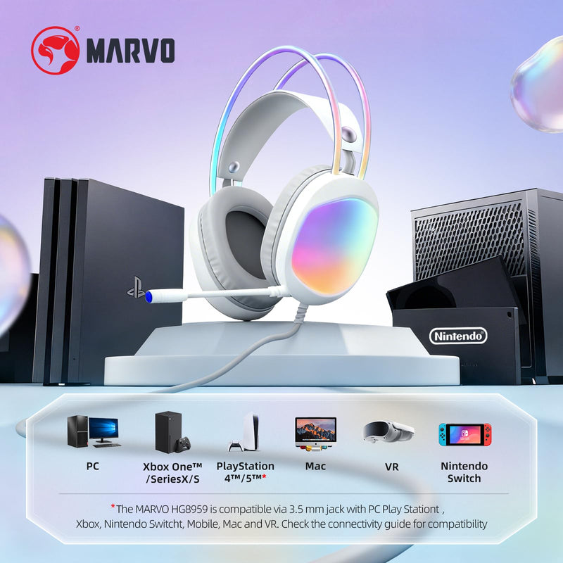 [AUSTRALIA] - Headset with Mic, RGB Wired Gaming Headset with Surround Sound, Noise Canceling Gaming Headphones for PC, PS5/PS4, Laptop, Mac, Nintendo- HG8959 