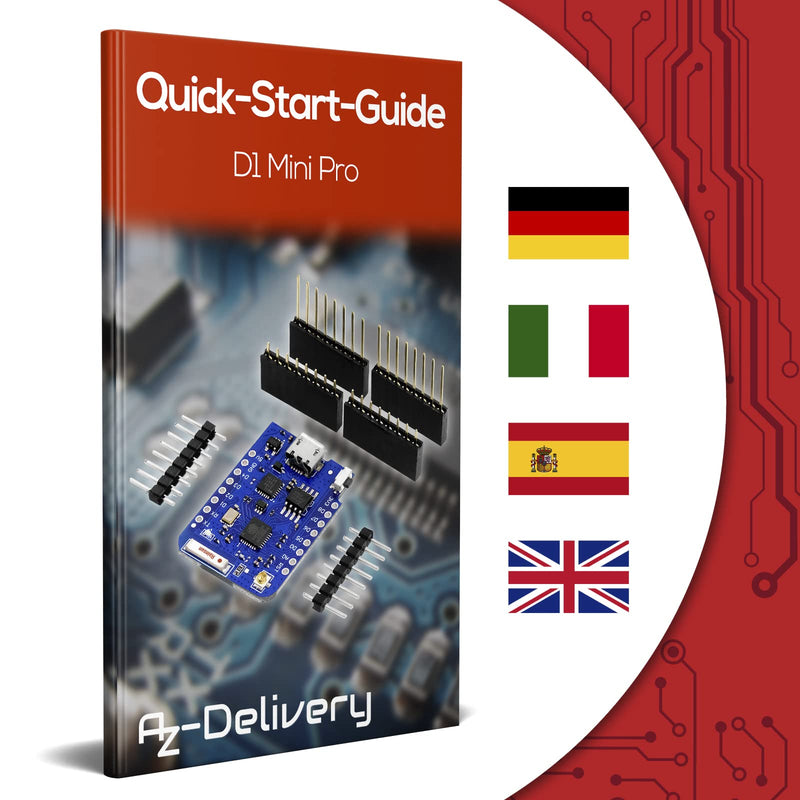 AZDelivery 5 x D1 Mini Pro ESP8266 ESP-8266EX CP2104 WiFi Development Board Compatible with Arduino Includes E-Book
