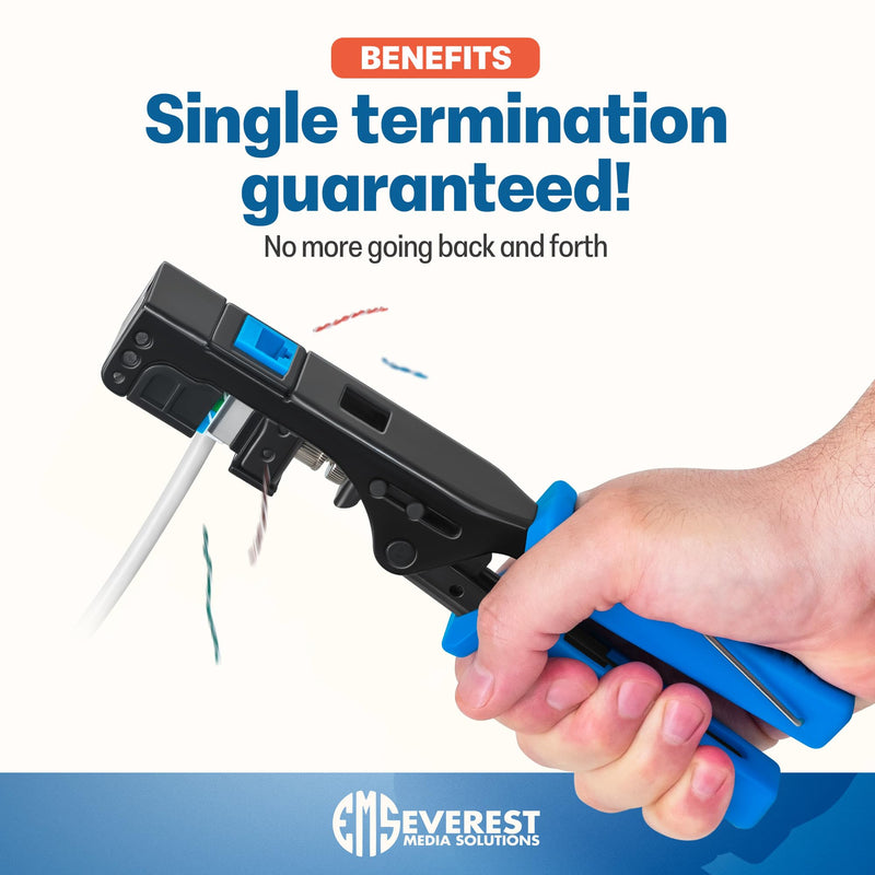 Everest Media Solutions Bundle – 2 Items: easyJACK - Speed Termination Tool + 20 Pack of RJ45 CAT5e UTP Keystone Jacks - Blue