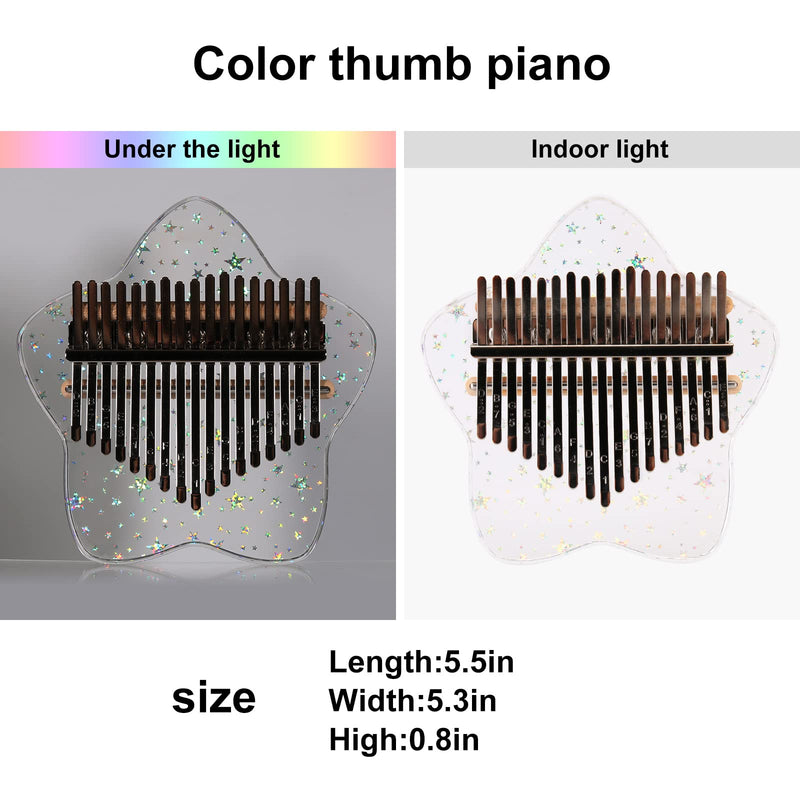 Beveetio Clear Kalimba Thumb Piano With Eva Protective Case, Transparent Crystal Kalimba 17 Key, Musical Instrument Gifts, Rainbow Star Finger Piano, Acrylic Mbira… Transparent & Rainbow Star