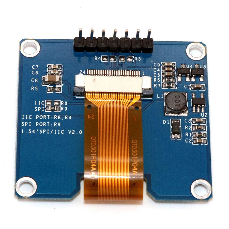 Fasizi 1.54 Inch OLED Display Module 128 x 64 SPI IIC Interface OLED Screen Board 3.3-5 V UART White Writing
