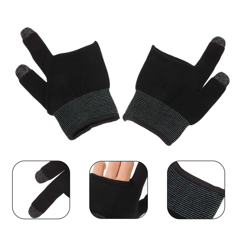 1 Pair Gaming Gloves Touchscreen Gloves Finger Sleeve for Gaming Anti Sweat Game Controller Finger Thumb Sleeve Breathable Finger Covers for Mobile Phone Game Black