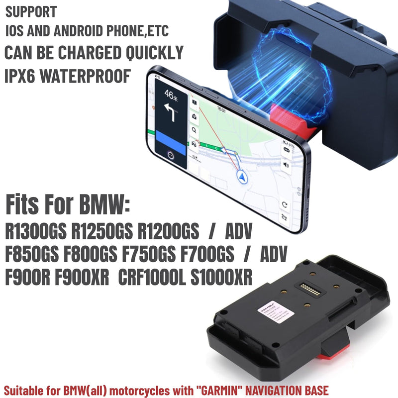 Motorcycle GPS Mobile Phone Wireless Charging Navigation Bracket for BMW R1300GS R1200GS ADV R1250GS CRF1000L S1000XR F900R F900XR F850GS F800GS F750GS F700GS Motorcycle Accessories