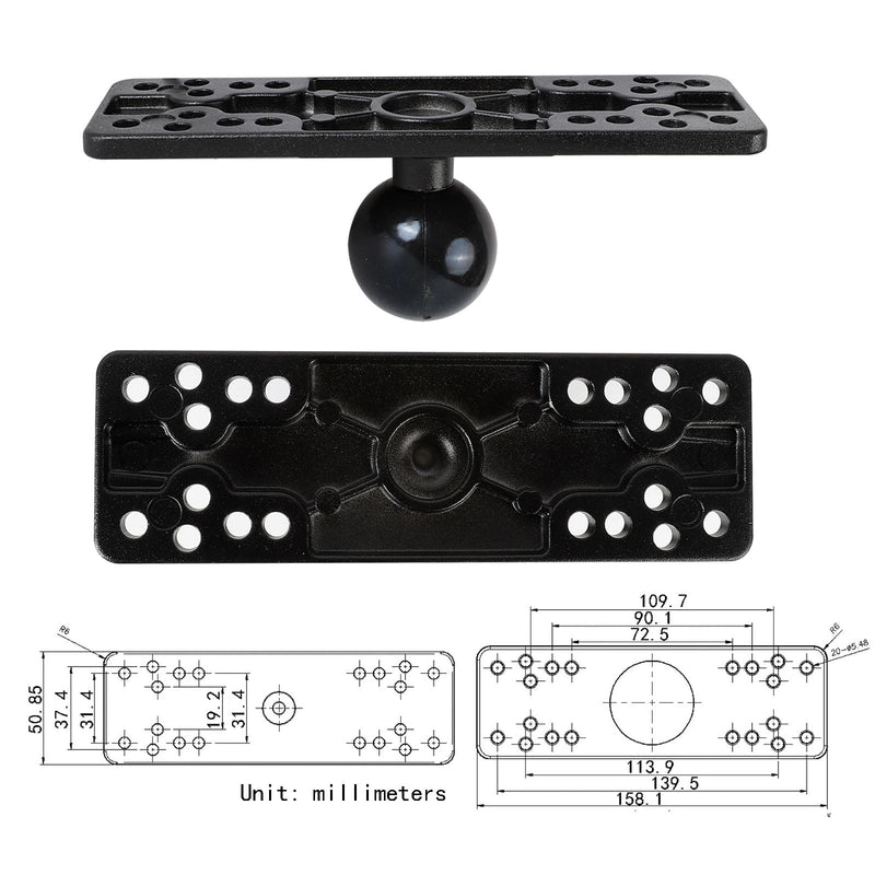 xik Aluminum Alloy Fish Finder Mount with 1.5" / C Size Ball Double Socket Arm, 5.91" Arm Marine Electronic/Depth Finder Mount for Boat, Compatible with Garmin, Lowrance, Humminbird Regular Arm Mount (with 5.91" Arm)