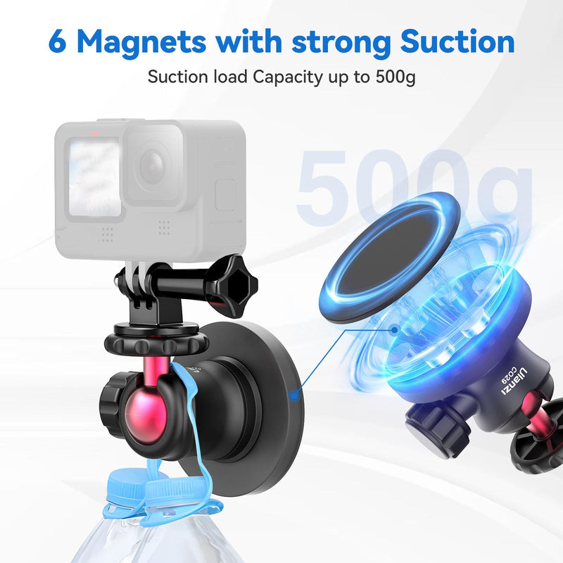 [AUSTRALIA] - ULANZI Magnetic Camera Mount for Action Camera, Strong Magnetic Mount with 360° Rotation Ball Head and Built-in 6 Magnets, Compatible with Gopro Hero 13/12/11/10, DJI Osmo Action Osmo Nano, Insta360 