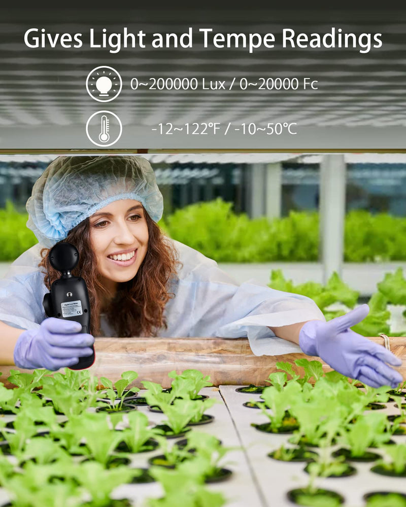 [AUSTRALIA] - Wintact Digital Illuminance Light Meter Handheld with Thermometer Ambient, Lux Meter Range up to 200,000 Lux, Photometer Light Intensity Sense Test for Garden Indoor Plants LED Grow Light, Photography 