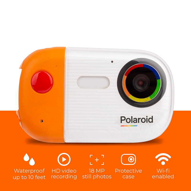 Polaroid Underwater Camera 18mp 4K UHD, Polaroid Waterproof Camera for Snorkeling and Diving with LCD Display, USB Rechargeable Digital Polaroid Camera for Videos and Photos Orange (4K)