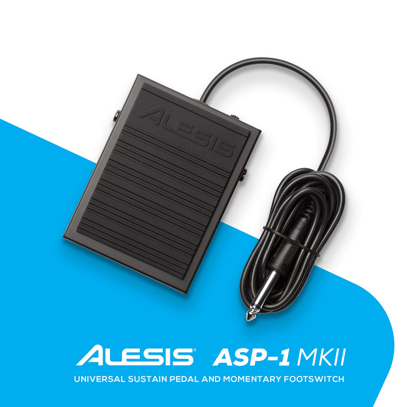 Alesis ASP-1 MKII Universal Sustain Pedal and Momentary Footswitch with 5ft Cable and Non Slip Bottom black