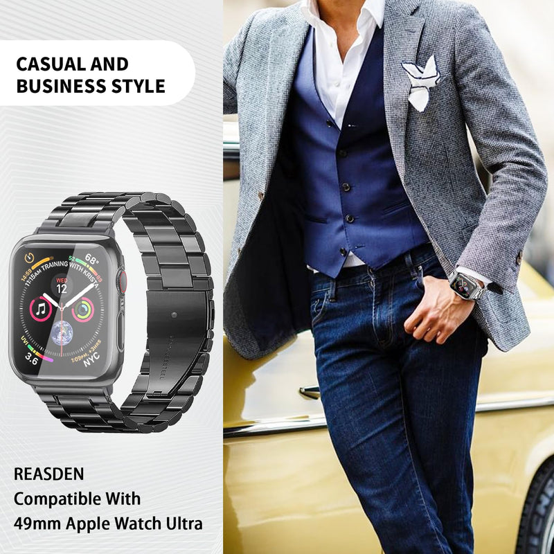 38mm/40mm/41mm Compatible With Apple Watch Band and Case Iwatch Series 10 9 8 7 6 5 4 3 2 1 SE Men Women Classic Executive Classy Stainless Steel Metal Business
