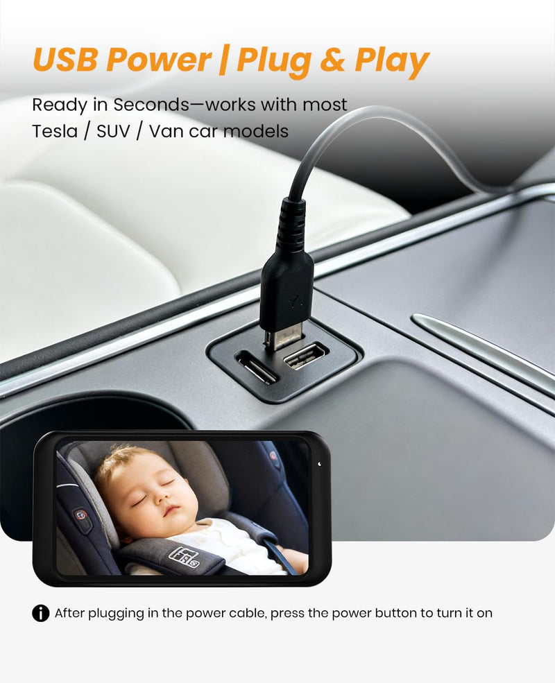 [AUSTRALIA] - Babyvue USB Car Camera for Baby : 4.5" Baby Car Camera with 1080P Crystal Clear Mirror View, Easy Installation Carseat Rear Facing Moitor for Kids, HD IR Night Vision Backseat Monitor White 