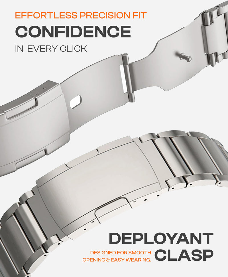 Titanium Watch Band Compatible with Apple Watch Ultra 3/2/1, 49mm | Adjustable Titanium Apple Watch Band 49mm, DLC Coating with Deployant Clasp, Waterproof & Ultra‑Light, Perfect Color Matching Natural Titanium | Deployant Clasp | 26mm