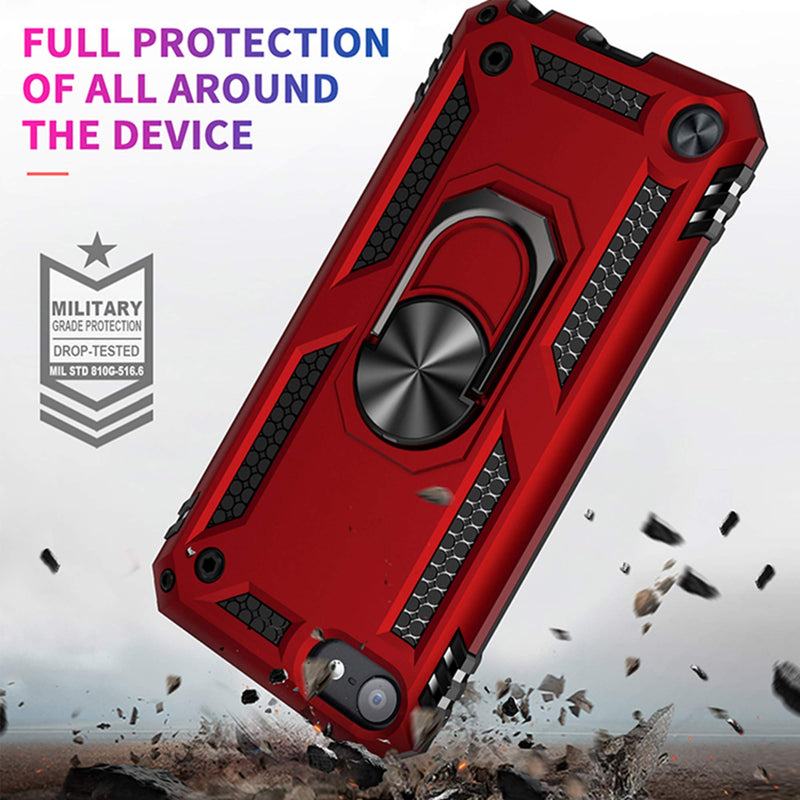 ULAK Compatible with iPod Touch 7 Case/iPod Touch 6 Case with 2 HD Screen Protectors, Hybrid Rugged Shockproof Cover with Built-in Kickstand for iPod Touch 7th/6th/5th Generation (Red) Red