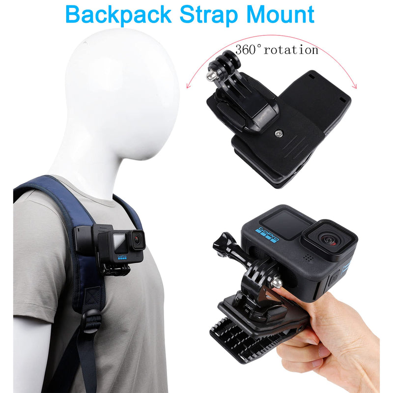 Accessories Set for GoPro Hero 12/11/10/9/8/7/6/5/4,New Quick Release Head Strap Mount + Chest Mount Harness + Backpack Clip Holder + 360°Rotating Wrist Strap
