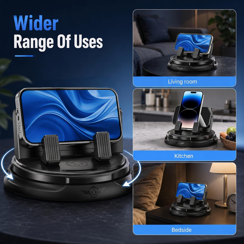 Car Phone Holder 360 Degree Rotation, 2026 New Dashboard Phone Mount with Adjustable Spring Clip for Smartphones