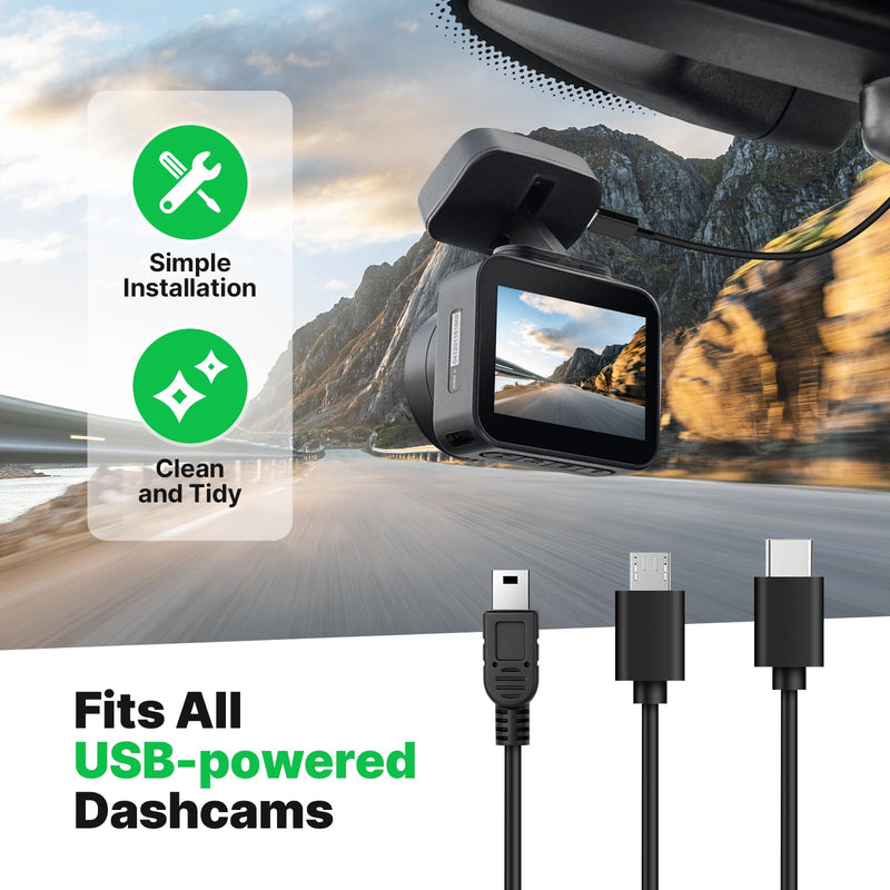 Dashcam Power Adapter 3-pin Model A Compatible with Volvo XC40 XC60 XC90 S60 V60 C40 Dash Cam Power Adapter, Connects to Rearview Mirror, GPS Charger Built-in USB Power Port