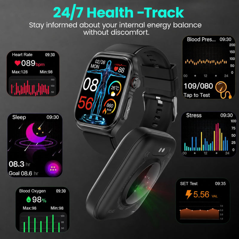 Advanced Smart Watch for Men Women - 2.04" HD Health Smart Watches with Answer/Make Call, 24H Heart Rate Monitor Smartwatch for iOS/Android Black