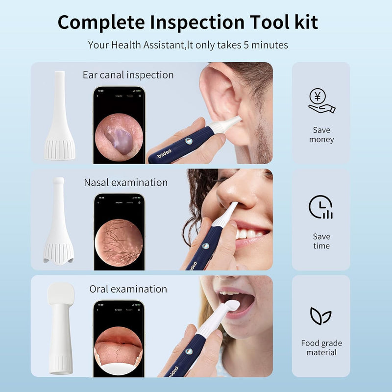 Ear Wax Remover Otoscope, Ear Wax Removal Camera Light Tool Set, HD Flexible Ear Cleaner, Painless Visual Tweezers Remover, for Ears/Nose/Neck Examinations, for Adults/Children