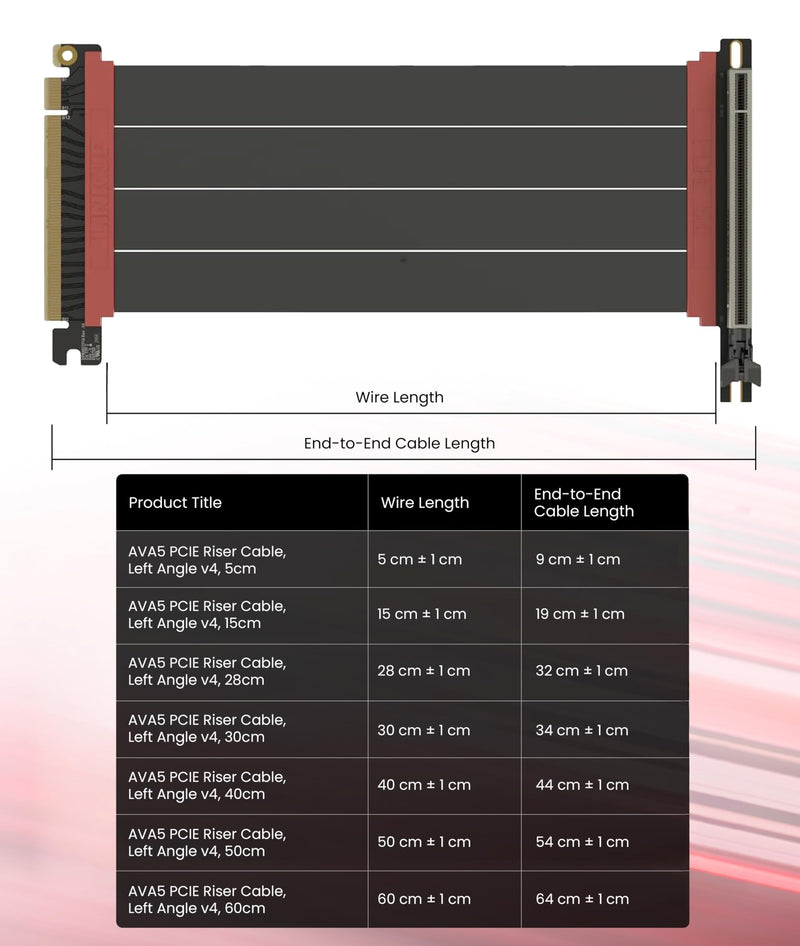 LINKUP PCIE 5.0 Riser Cable | for Vertical GPU Mount | Left Angle | Graphics Card GPU Ready | Usable with PCIe 4.0 & RX 9070/ RTX5090 | 15cm (Total Length: 19cm) Black 15cm - v4