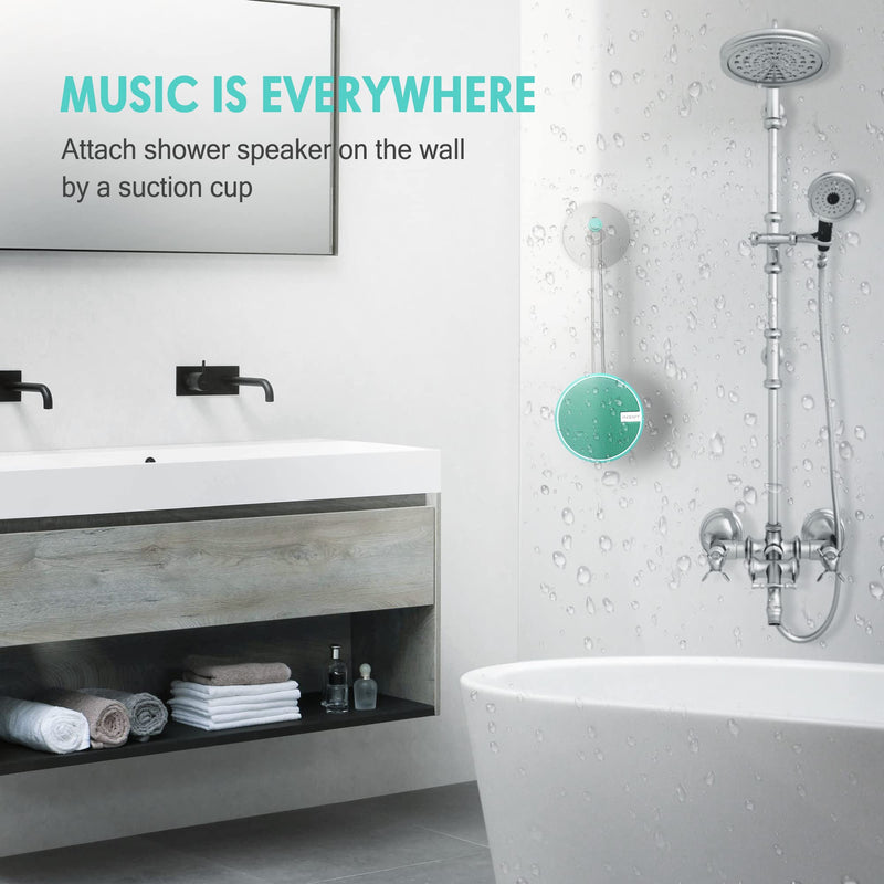 INSMY C12 IPX7 Waterproof Shower Bluetooth Speaker, Portable Small Speaker, Speakers Bluetooth Wireless Loud Clear Sound Support TF Card Suction Cup for Outdoor Kayak Canoe Beach Gift (Mint) Mint