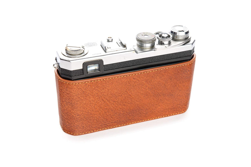 S3 Film Camera Case, BolinUS Handmade Genuine Real Leather Half Camera Case Bag Cover for Nikon S3 Film Camera with Hand Strap (LavaBrown) LavaBrown