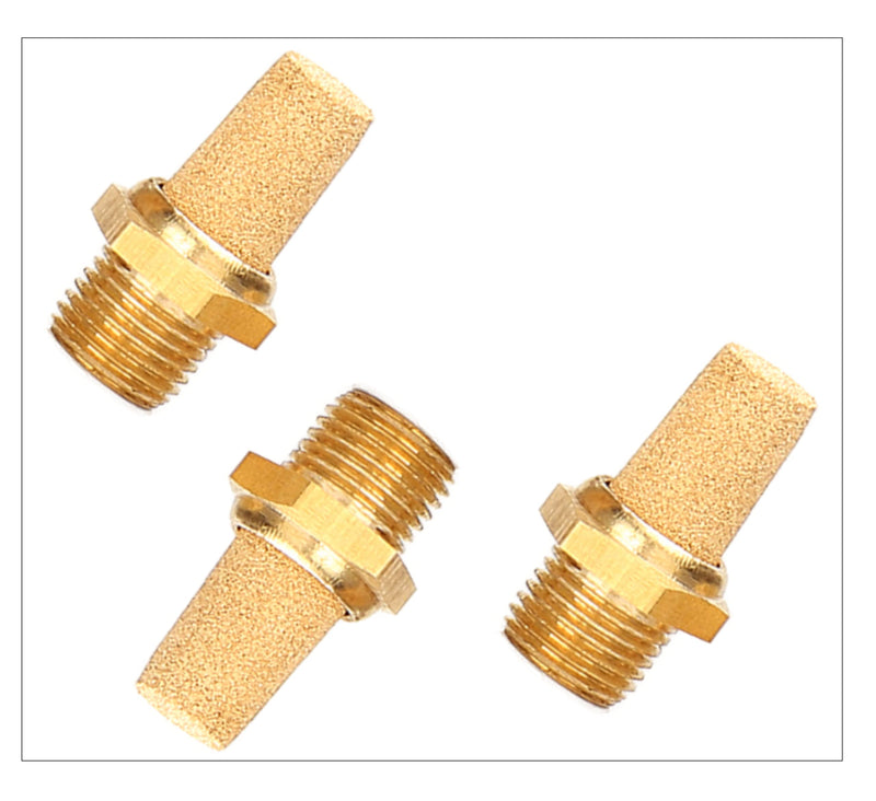 Pneumatic Silencer Sintered Bronze 3/8 Inch Set of 3 Industrial Quality
