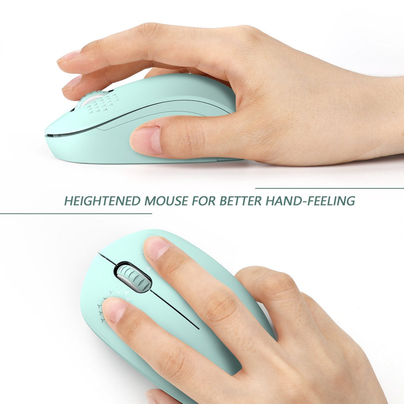 [AUSTRALIA] - seenda Wireless Mouse, 2.4G Noiseless Mouse with USB Receiver - Portable Computer Mice for PC, Tablet, Laptop with Windows System - Mint Green A Green 
