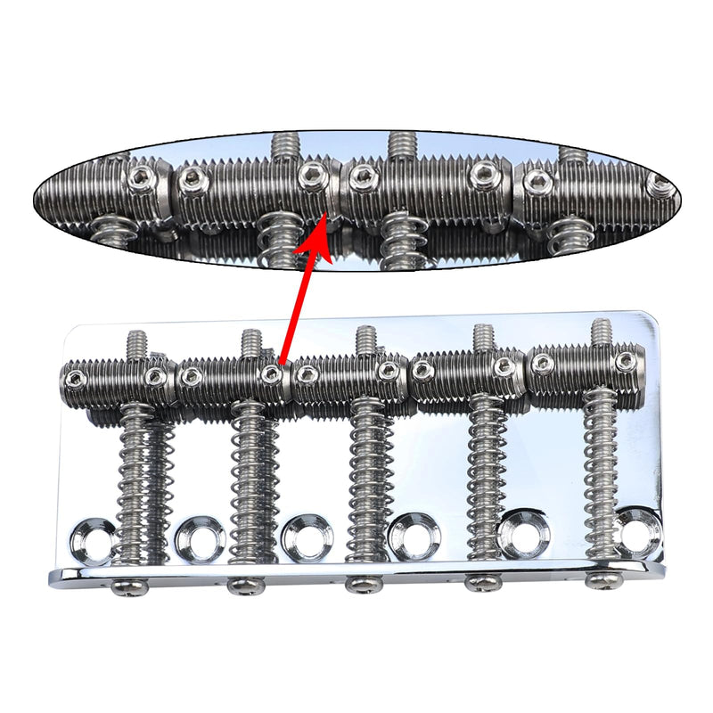 [AUSTRALIA] - Electric Bass Guitar Bridge with Stainless Steel Threaded Saddles Plate 5 String Fixed Bridge Compatible with Vintage style Fender Jazz Precision Bass Bridge Replacement Parts Chrome 5 Piece 