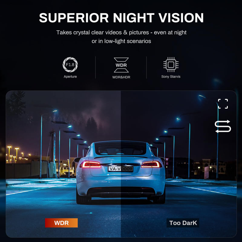 Dash Cam Front, 2.5K 1440P HD Dash Camera for Cars, Smart Mini Dashcam with App, Built-in WiFi, 1.47" IPS Screen, 150°Wide-Angle, Night Vision, WDR, 24Hours Parking Mode, G-Sensor, Free 32G Card L3-2.5K