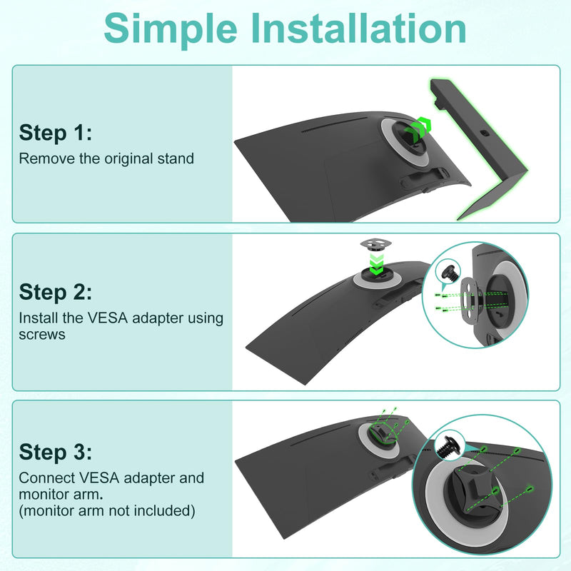Monitor VESA Adapter Arm/Mount Compatible with Samsung 27” Odyssey G7 G6 Samsung 32” Odyssey G7 G6 Mount for G75T G75NB G65B LC32G75TQSNXZA Curved Monitor with Pen Holder and Cable Ties